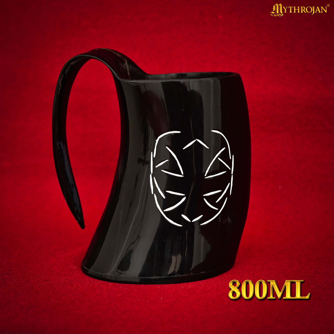 Mythrojan Tumbler Viking Drinking Cup with Handle &amp; Medieval Buckle Renaissance with Leather Strap - Celtic Father Knot