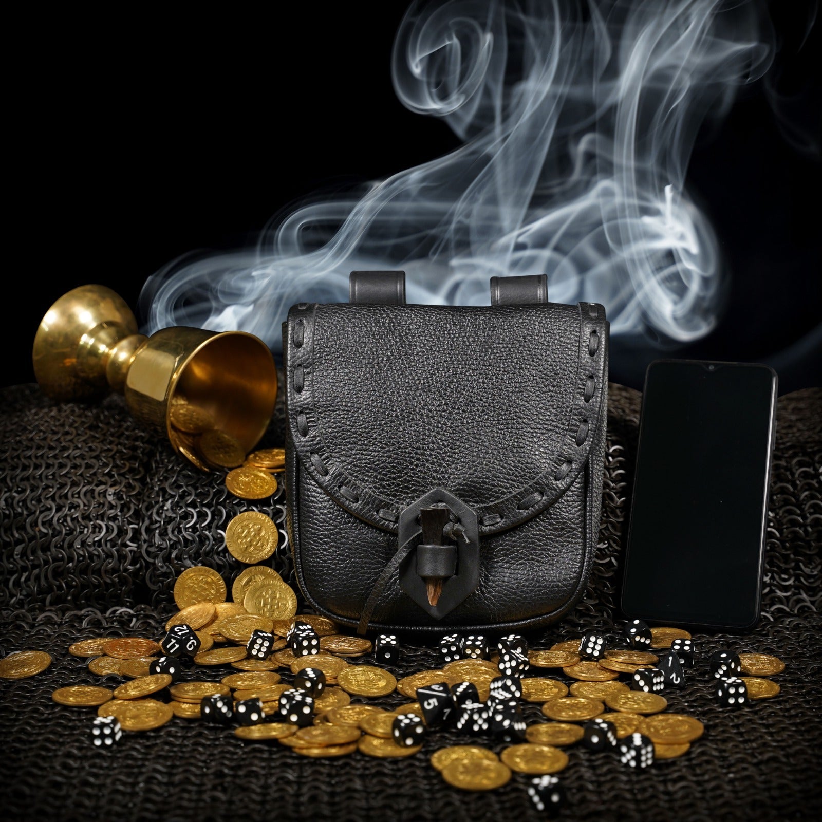 Mythrojan The Adventurer’s Belt Bag with Horn Toggle Black