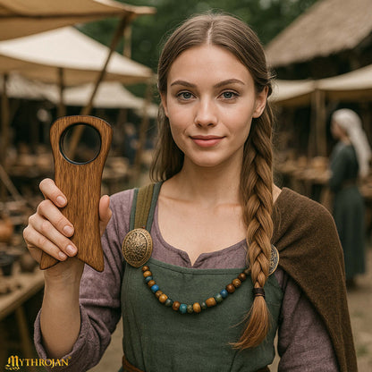 Mythrojan Handcrafted Drinking Horn Rack Solid Wood Mead Ale Horn Rack Medieval &amp; Viking, 7”×3.1”