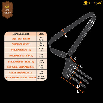 Mythrojan Pirate Captain Baldric Belt, Ideal for Pirate Cutthroat SCA Medieval Renaissance Reenactment Cosplay, Full Grain Leather, Black
