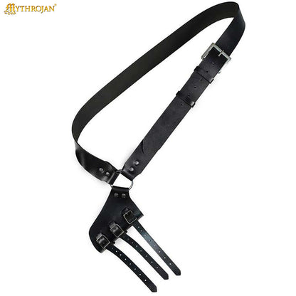 Mythrojan Pirate Captain Baldric Belt, Ideal for Pirate Cutthroat SCA Medieval Renaissance Reenactment Cosplay, Full Grain Leather, Black