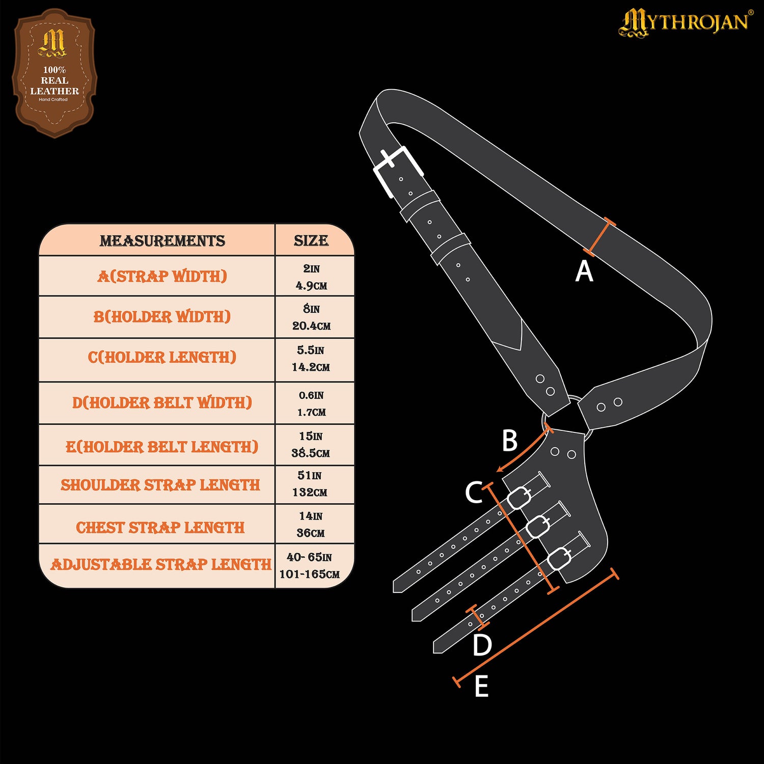 Mythrojan Baldric Leather Sword Belt Medieval Dagger Holster – Right Handed Brown