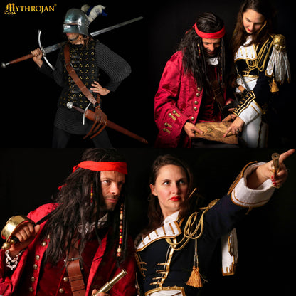 Mythrojan Baldric Leather Sword Belt Medieval Dagger Holster – Right Handed Brown