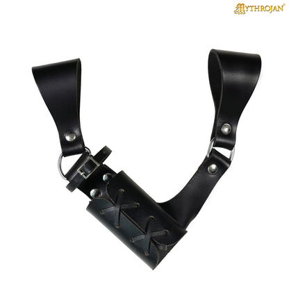 Mythrojan Medieval Leather Sword Frog Universal Rapier Broadsword and Cutlass - Black