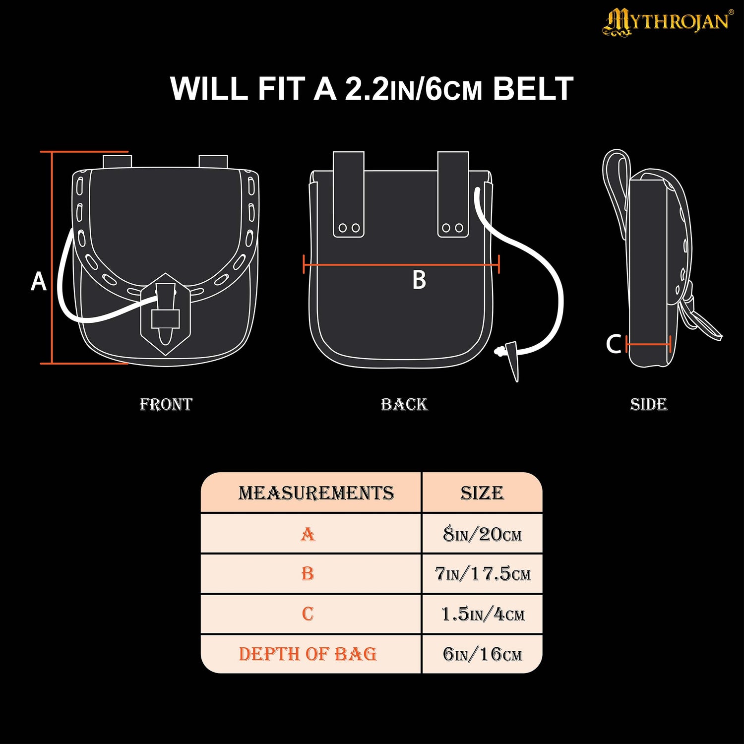 Mythrojan “The Adventurer ’s ” Belt Bag with Horn Toggle, Ideal for SCA LARP Reenactment &amp; Ren fair, Full Grain Leather and Handwoven Canvas, Brown, 8 ” ×7 ”