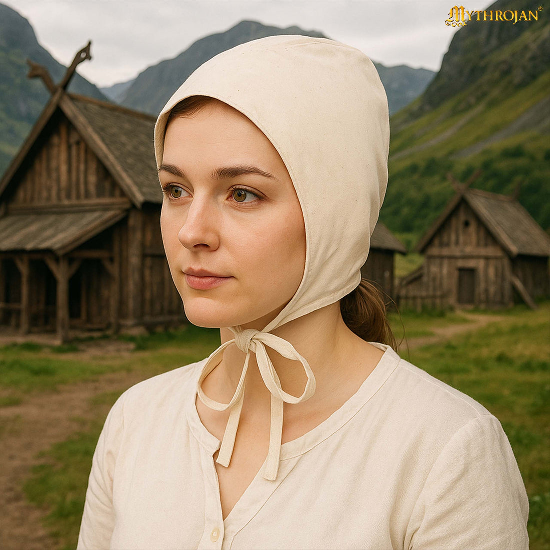 Mythrojan MEDIEVAL LIGHT CANVAS CAP : soft sturdy 100% cotton coif for your next costume