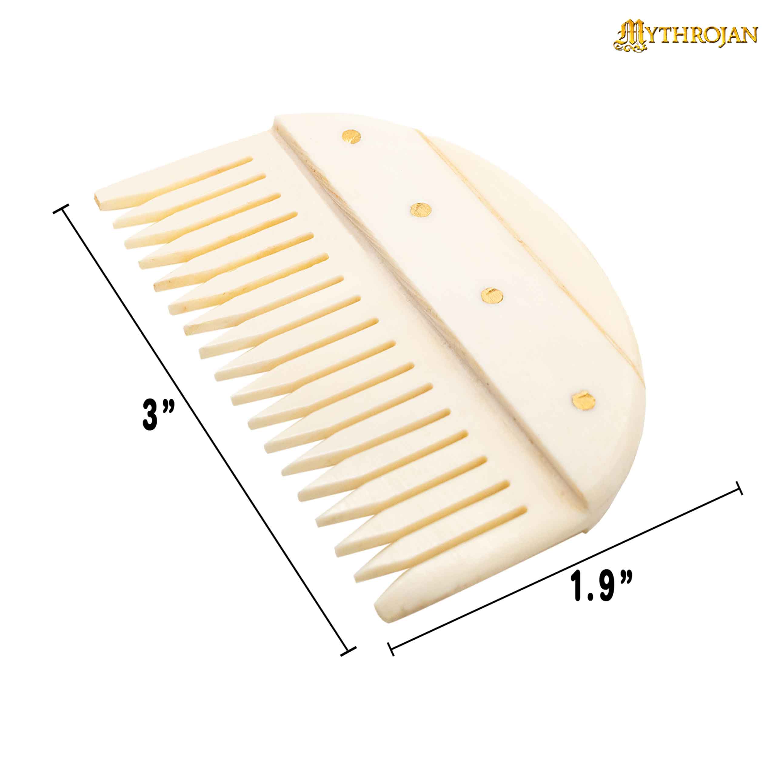 Mythrojan Wide Teeth Handmade Germanic Bone Comb Big Large Tooth Detangling Wide Gap Comb