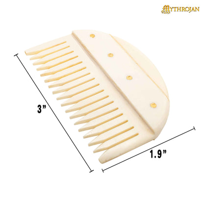 Mythrojan Wide Teeth Handmade Germanic Bone Comb Big Large Tooth Detangling Wide Gap Comb