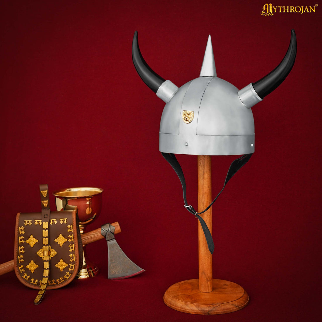 Viking Warrior Steel Helmet with Horns Norse Medieval Costume Stage Prop LARP