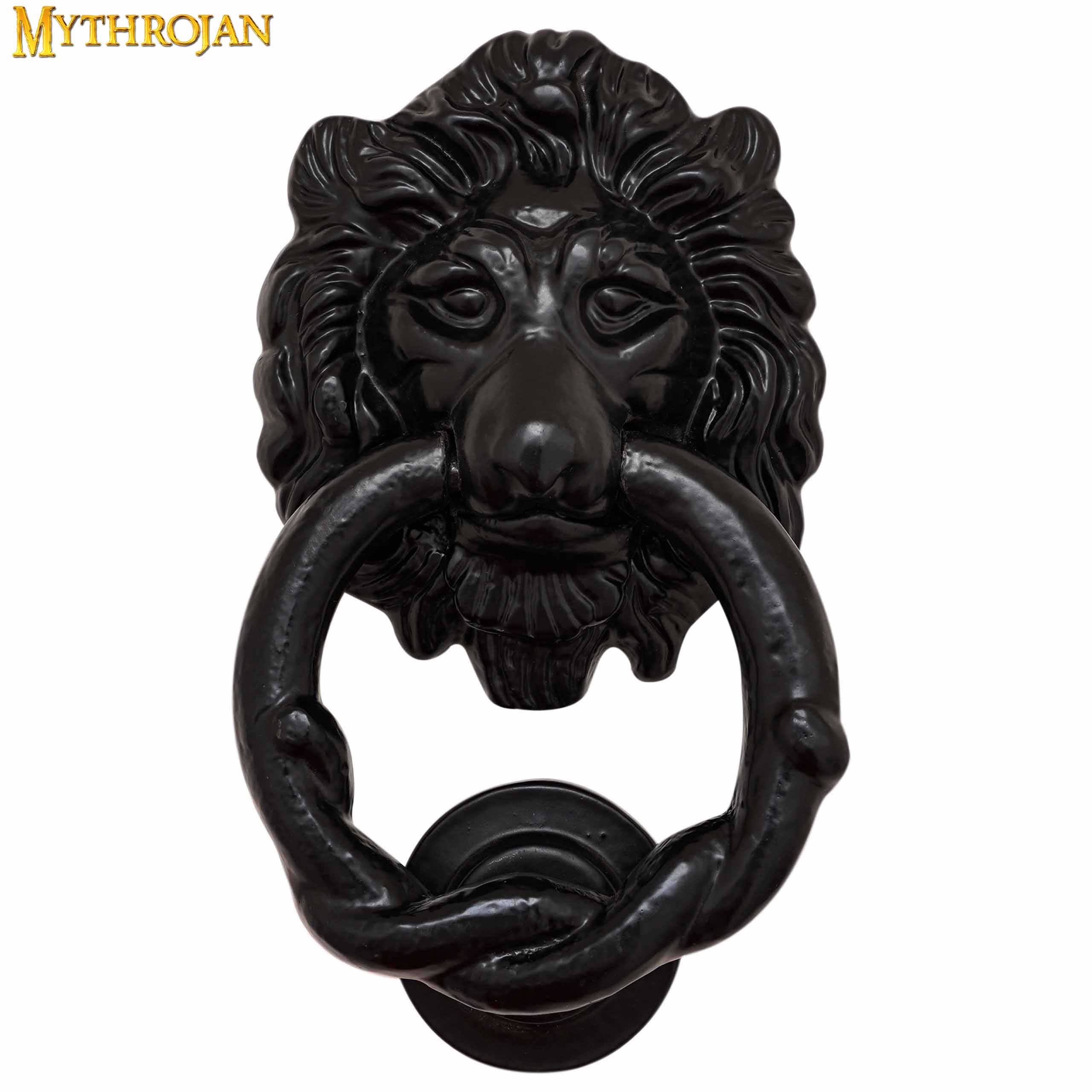 Mythrojan Lion Head Front Door Knocker Artisan Made Antique Door Knocker Ring