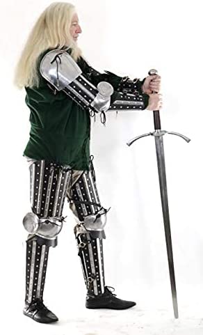 Mythrojan C55 XIV Century Medieval Reenactment, SCA IMCF &amp; HMB Splint Armour/Armor Dueling Splinted Lower Leg Guard Multicoloured