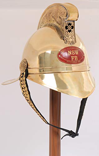 Mythrojan Fireman Fire Fighter Helmet NSW Fire Brigade Rider Larp - Brass Finish