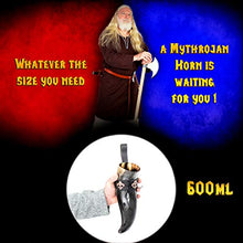 mythrojan-the-knight-of-realm-viking-drinking-horn-with-black-leather-holder-authentic-medieval-inspired-viking-wine-mead-mug-polished-finish-600-ml