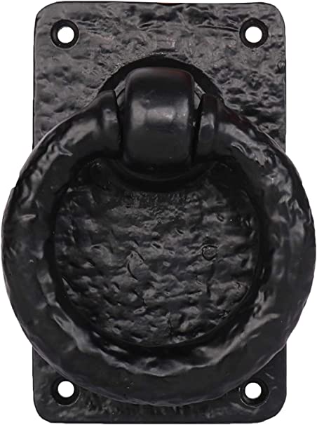 Mythrojan Black Powder Coated Large Ring Front Door Artisan Made Antique Knocker