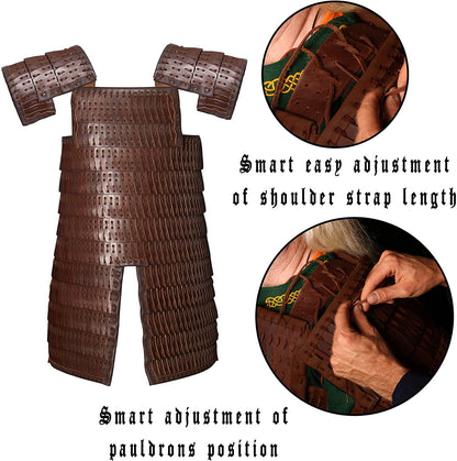 Mythrojan Sturdy Full Grain Leather LAMELLAR Plates | Viking and Medieval Handmade Plate Ideal for Slavs Costume Warrior Vikings SCA LARP Cosplay - Brown