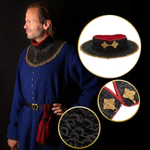 mythrojan-riveted-chainmail-standard-the-red-knight-gorget-9mm-flat-ring-round-rivets-alt-with-sturdy-red-padded-lining-and-solid-brass-closing-system-size-medium