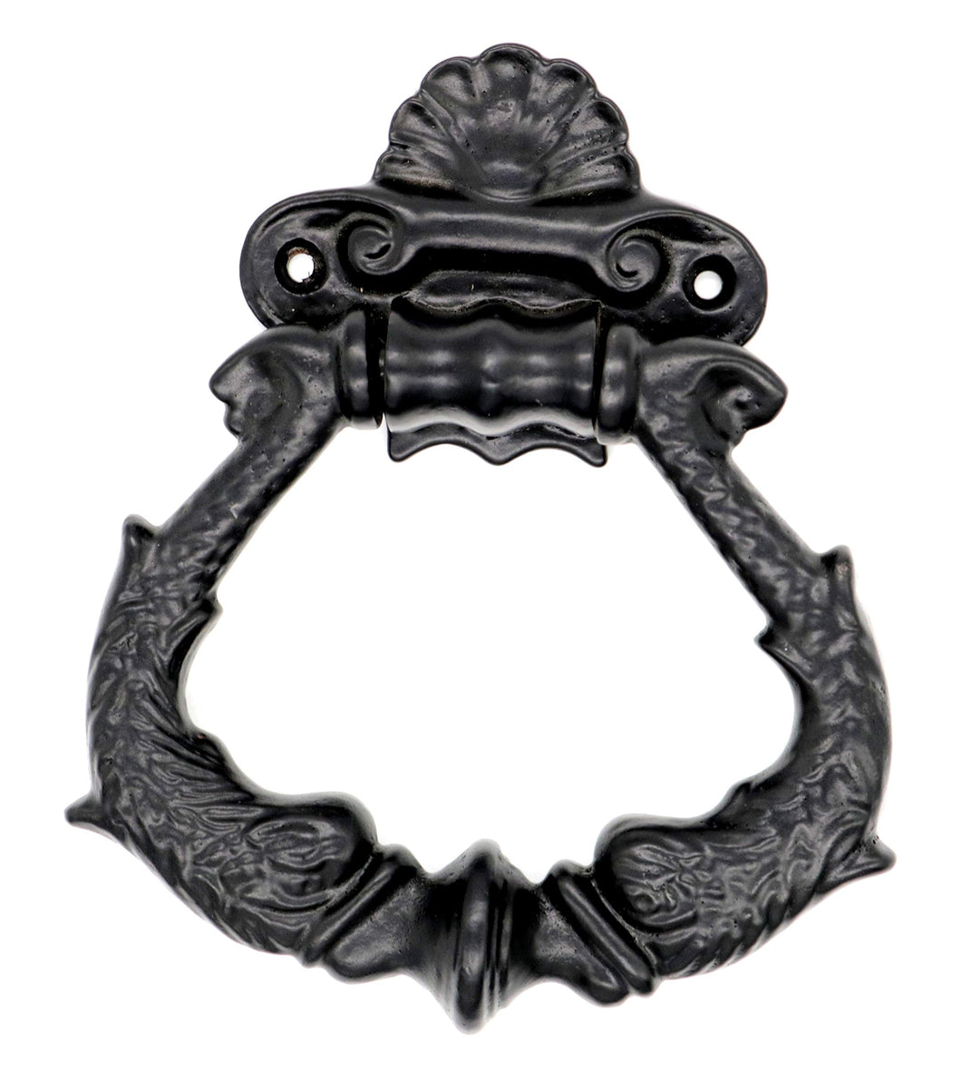 Mythrojan Black Powder Coated Ring Front Door Artisan Made Antique Knocker