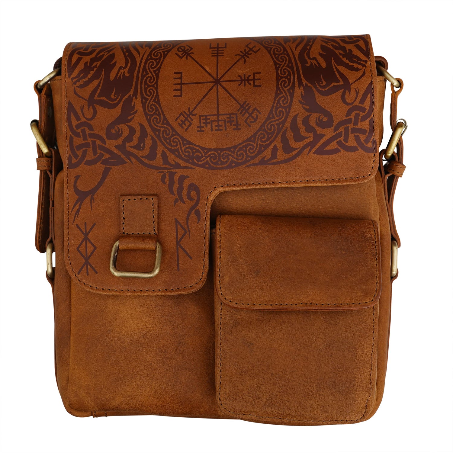 Mythrojan URBAN VIKING SATCHEL REAL LEATHER Messenger bag Vintage Celtic iPad Tablet Bag Cross Body Shoulder Bag