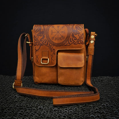 Mythrojan URBAN VIKING SATCHEL REAL LEATHER Messenger bag Vintage Celtic iPad Tablet Bag Cross Body Shoulder Bag